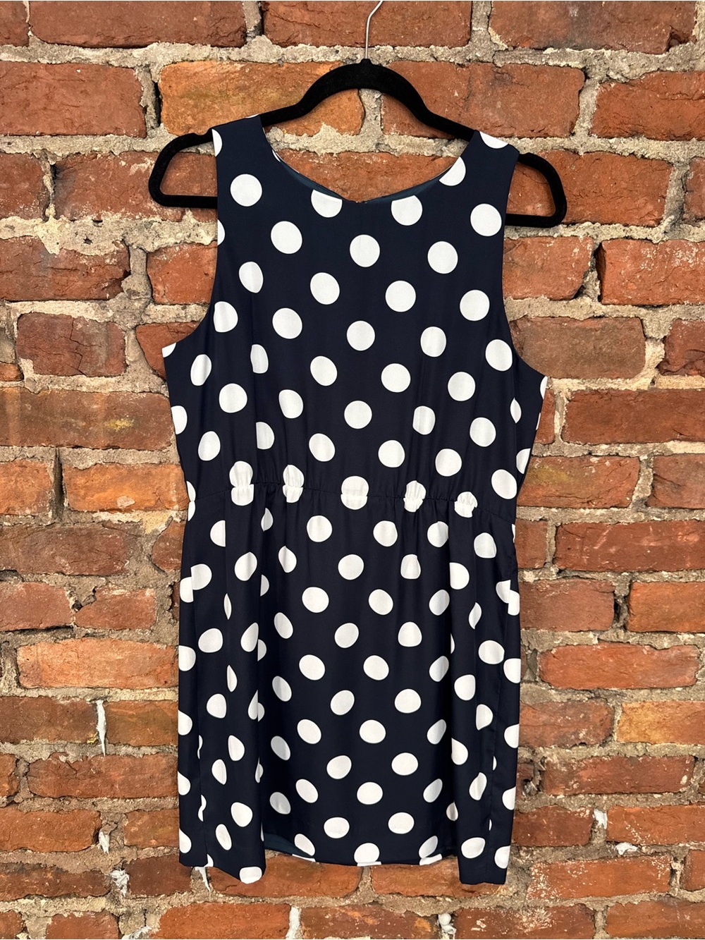 J. Crew Women’s Navy and White Polka Dot Sleeveless Sheath Dress